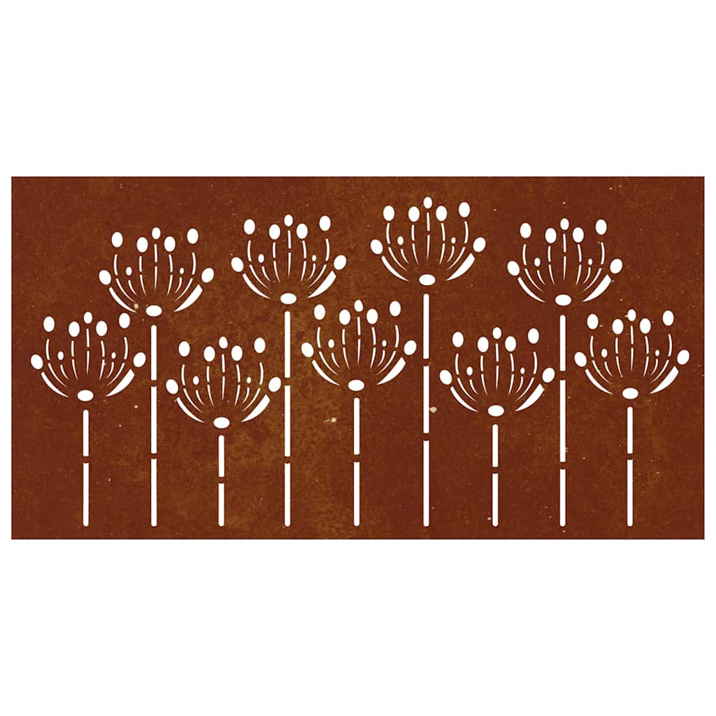 Garden Wall Decor 105x55 cm Corten Steel Flower Design