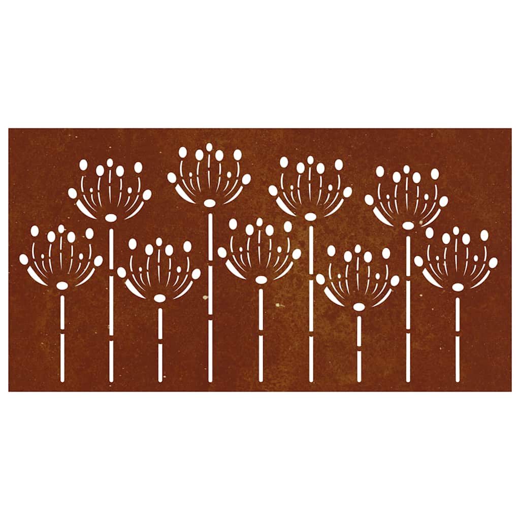 Garden Wall Decor 105x55 cm Corten Steel Flower Design