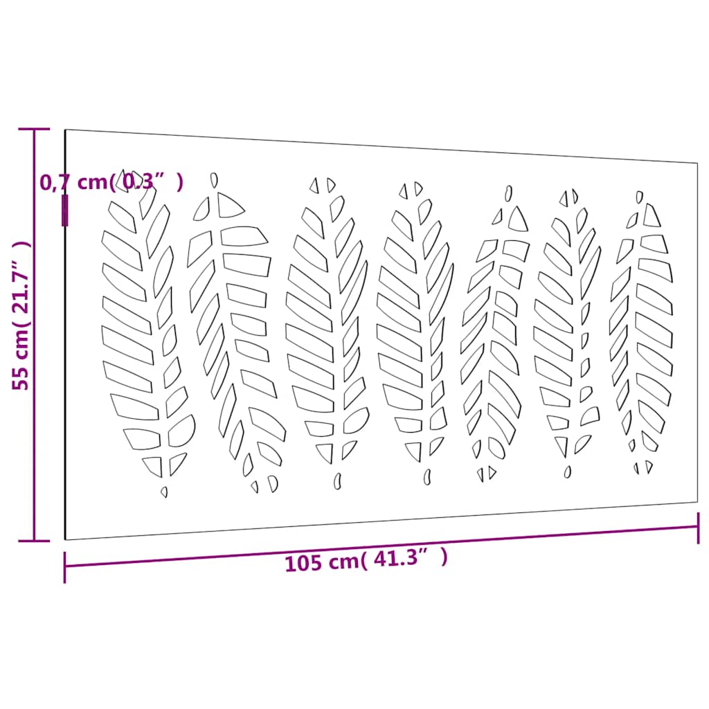 Décoration murale de jardin 105x55 cm en acier Corten design feuille