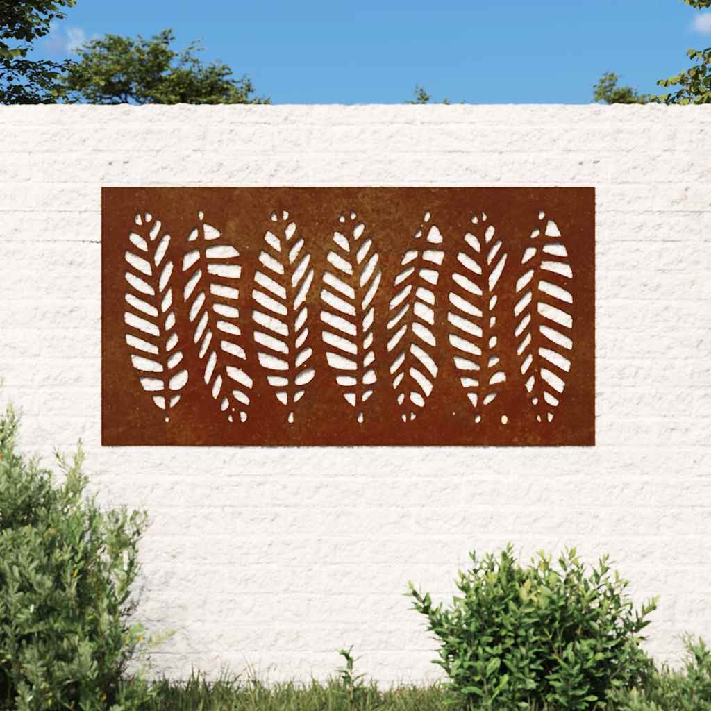 Décoration murale de jardin 105x55 cm en acier Corten design feuille