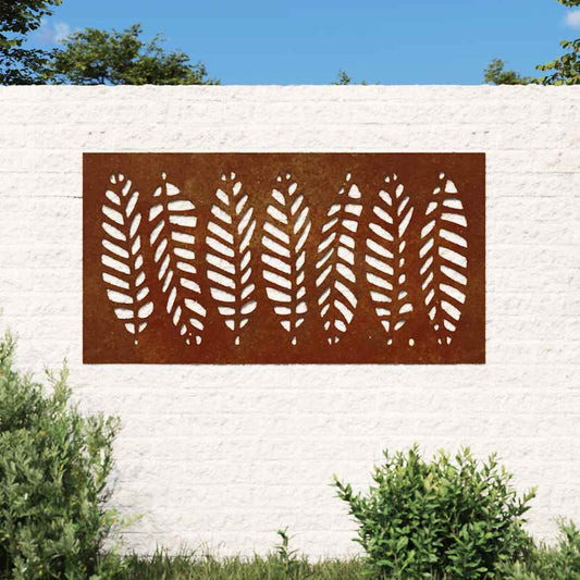 Décoration murale de jardin 105x55 cm en acier Corten design feuille