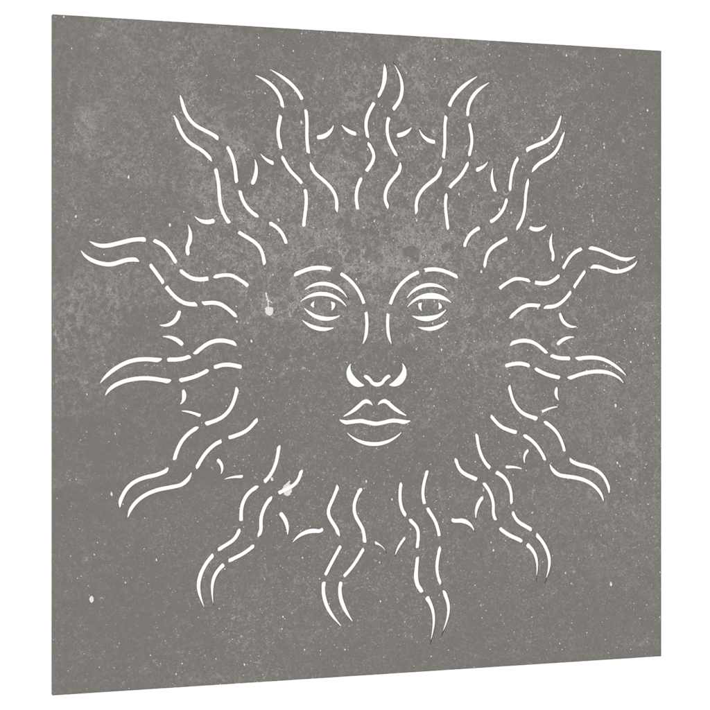 Décoration murale de jardin 55x55 cm en acier Corten design Soleil