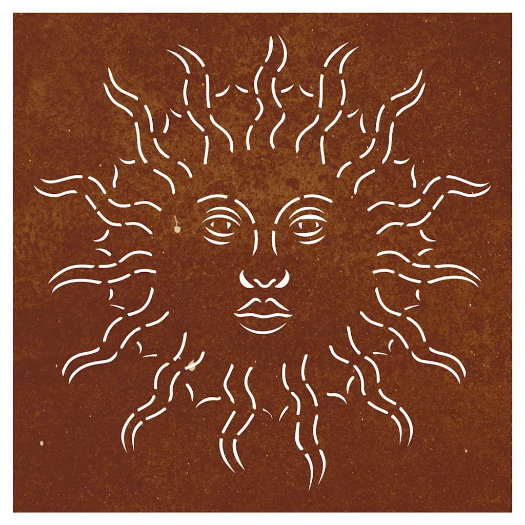 Décoration murale de jardin 55x55 cm en acier Corten design Soleil