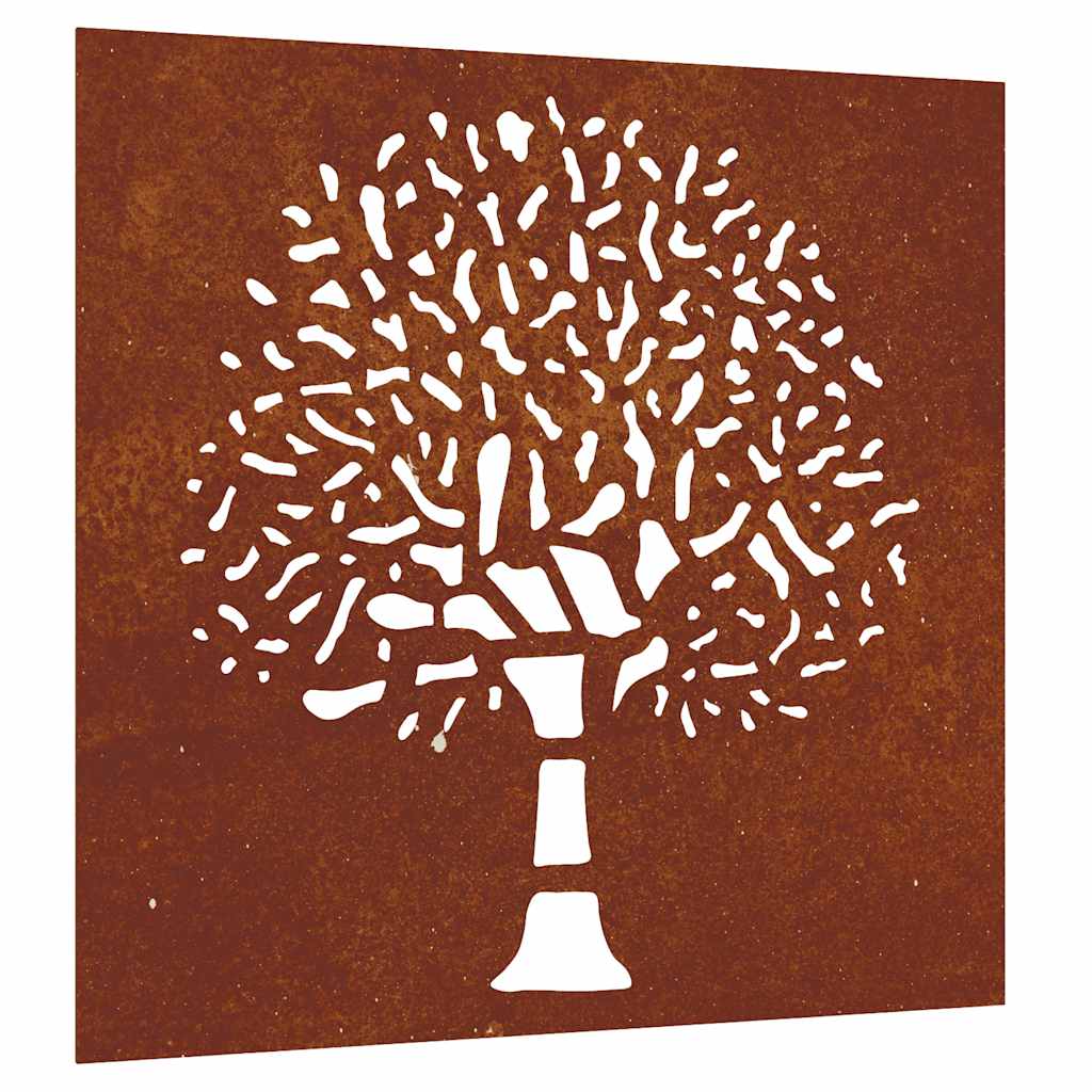 Garten-Wanddeko 55x55 cm Cortenstahl Baum-Design