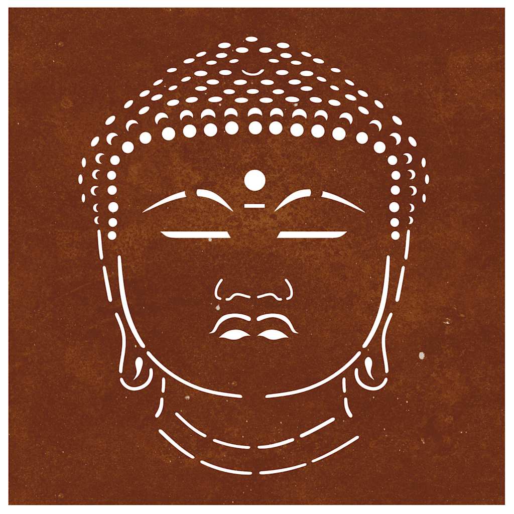 Garten-Wanddeko 55x55 cm Cortenstahl Buddha-Kopf