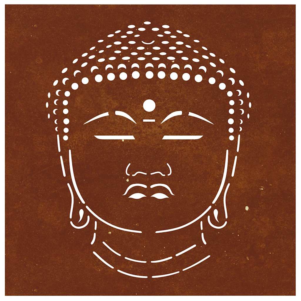 Garten-Wanddeko 55x55 cm Cortenstahl Buddha-Kopf