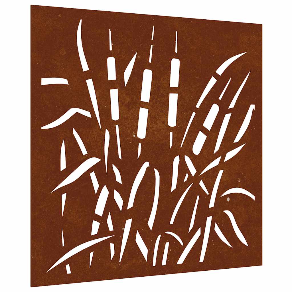 Décoration murale de jardin 55x55 cm Acier Corten Motif herbe