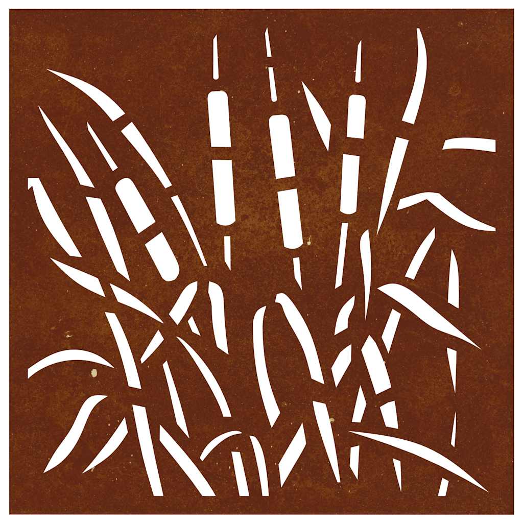 Décoration murale de jardin 55x55 cm Acier Corten Motif herbe