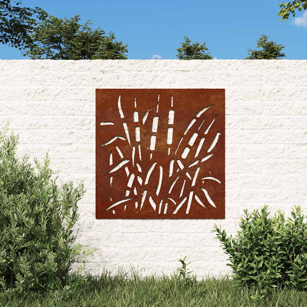 Décoration murale de jardin 55x55 cm Acier Corten Motif herbe