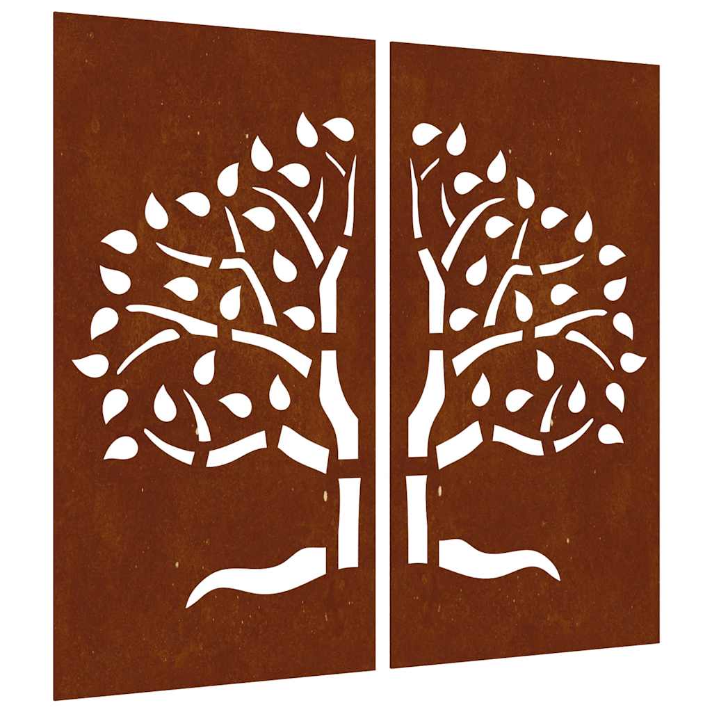 Décoration murale de jardin 2 pcs. 105x155 cm Acier Corten Motif Arbre