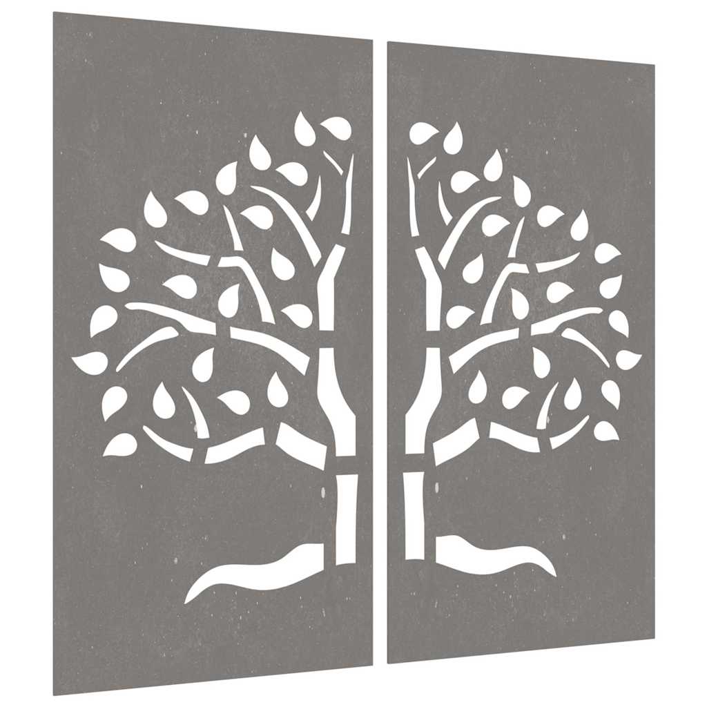 Décoration murale de jardin 2 pcs. 105x155 cm Acier Corten Motif Arbre