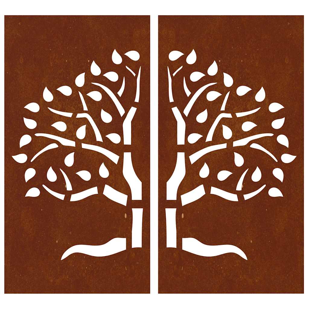 Décoration murale de jardin 2 pcs. 105x155 cm Acier Corten Motif Arbre