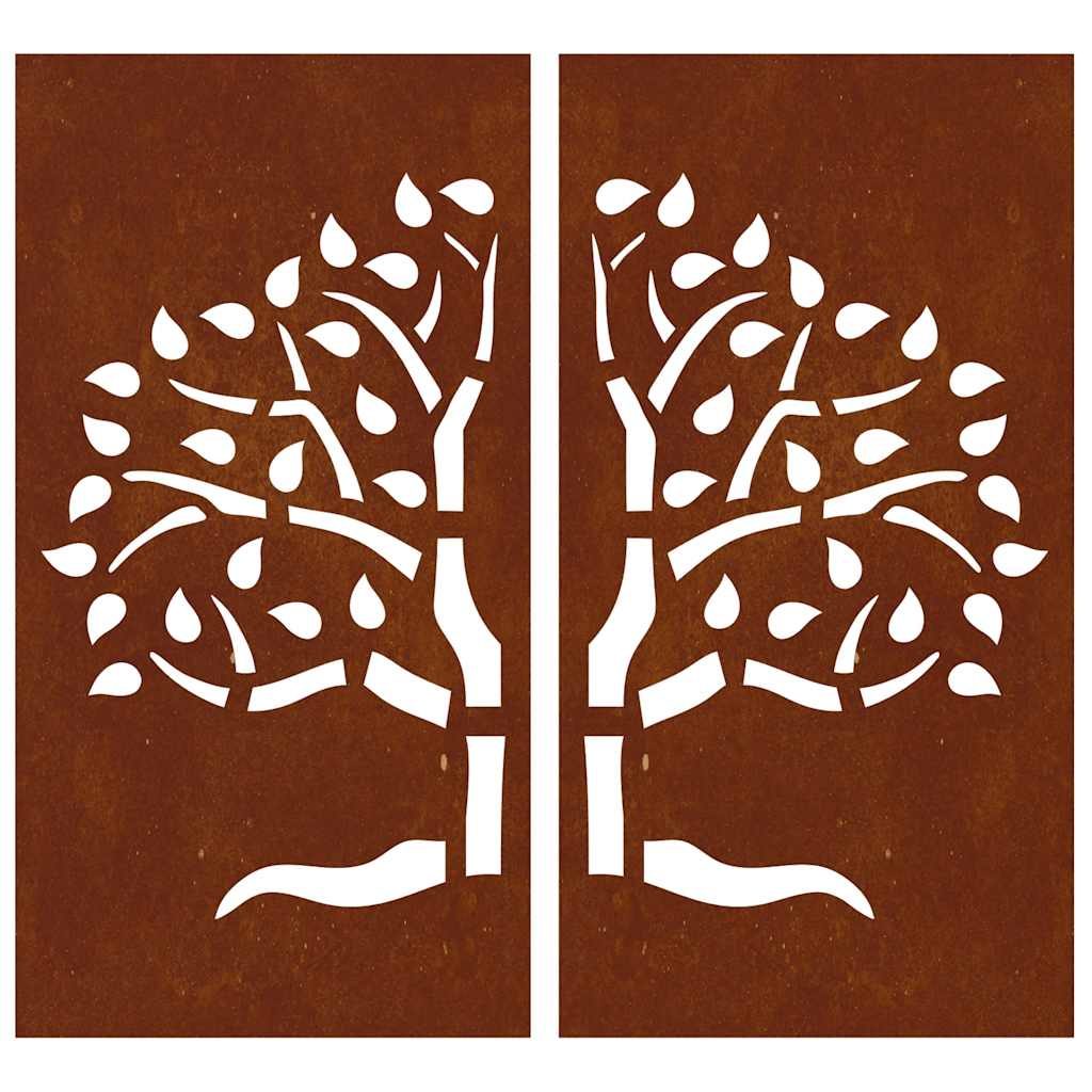 Décoration murale de jardin 2 pcs. 105x155 cm Acier Corten Motif Arbre