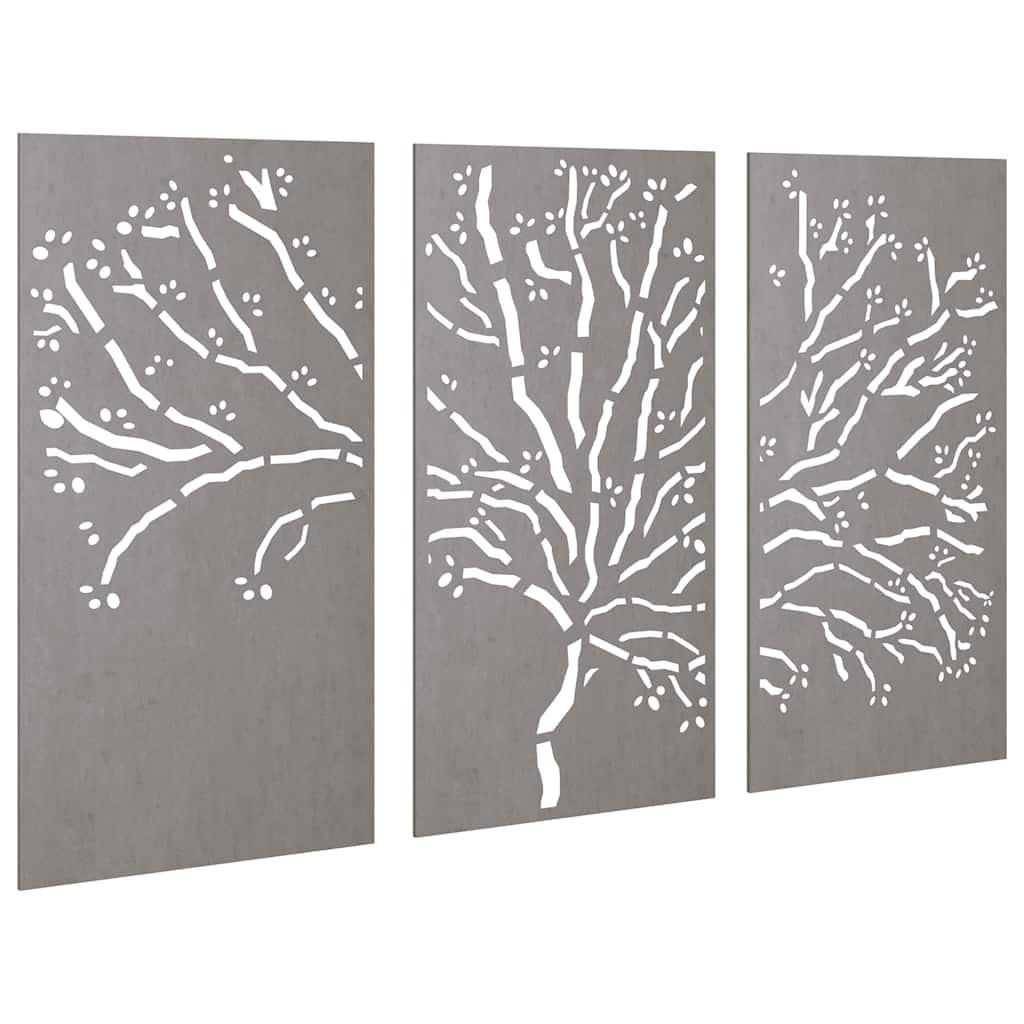 3-pc. Garden Wall Decoration 105x55 cm Corten Steel Tree Design