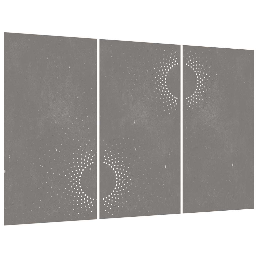 Décoration murale de jardin 3 pièces 105x55 cm en acier Corten design soleil