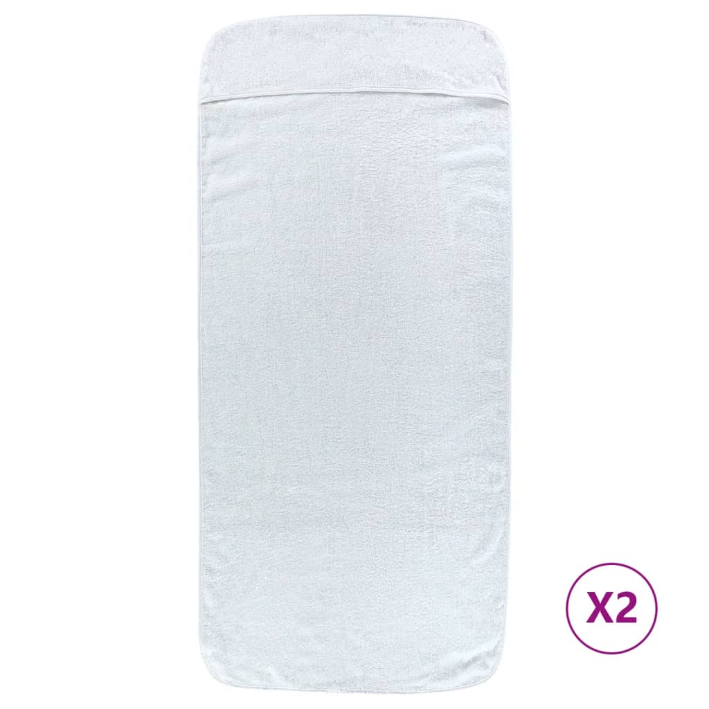Beach towels 2 pcs. White 75x200 cm Fabric 400 GSM