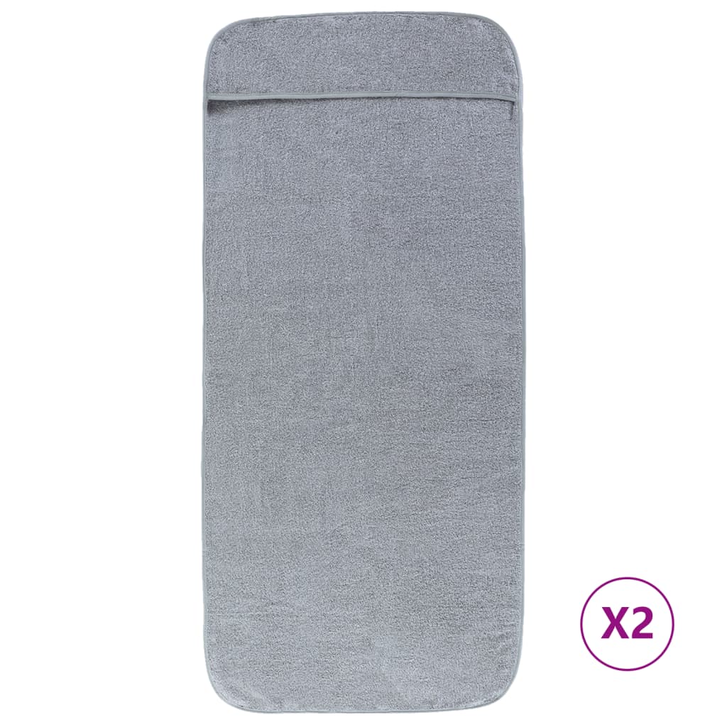 Beach Towels 2 pcs. Grey 75x200 cm Fabric 400 GSM