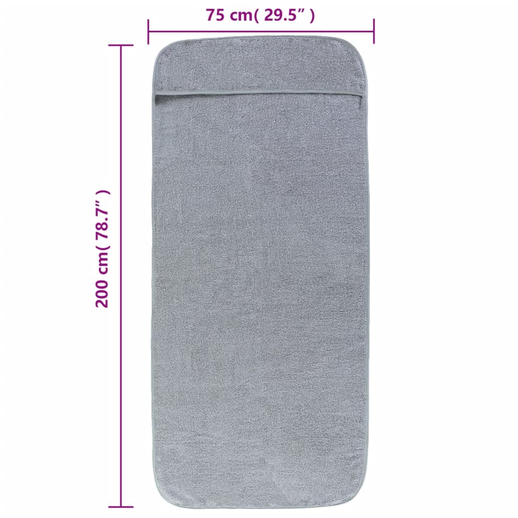 Beach Towels 2 pcs. Grey 75x200 cm Fabric 400 GSM