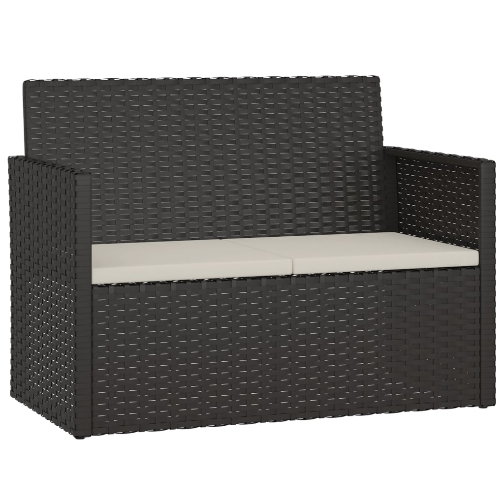 Gartenbank mit Kissen Schwarz 105 cm Poly Rattan