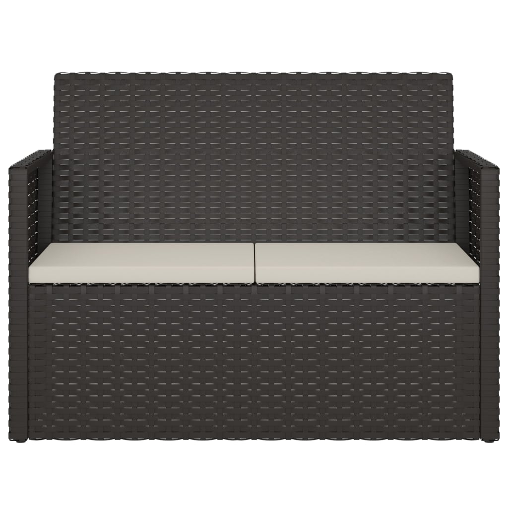 Gartenbank mit Kissen Schwarz 105 cm Poly Rattan