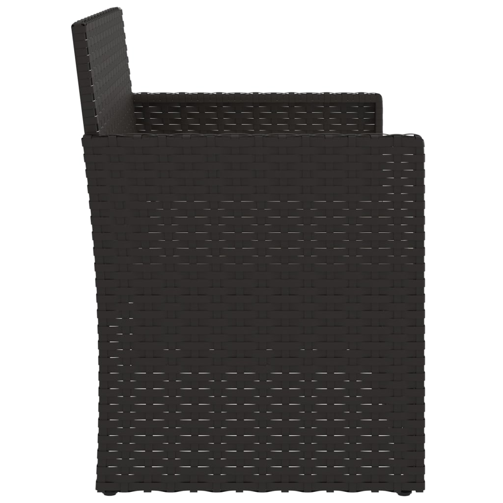 Gartenbank mit Kissen Schwarz 105 cm Poly Rattan