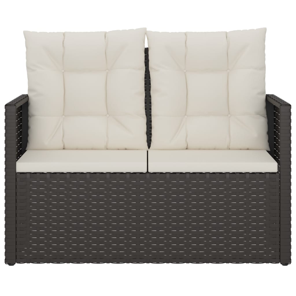 Gartenbank mit Kissen Schwarz 105 cm Poly Rattan