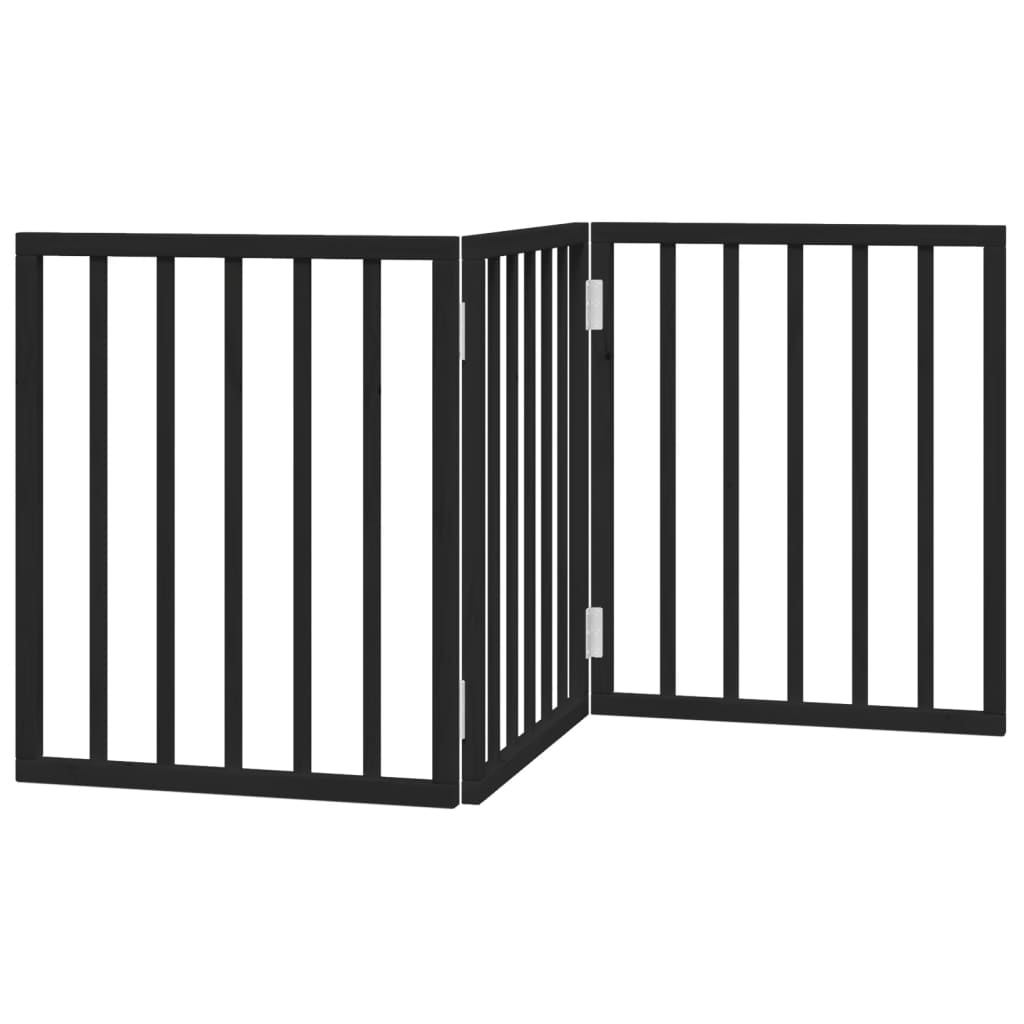 3-tlg. Hundetor Faltbar Schwarz 150 cm Pappelholz