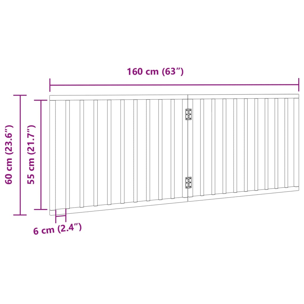 Hundegitter Faltbar 2 Paneele Schwarz 160 cm Pappelholz