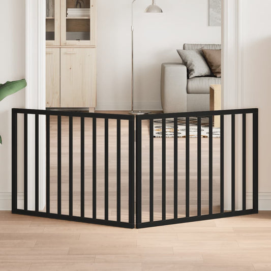 Hundegitter Faltbar 2 Paneele Schwarz 160 cm Pappelholz