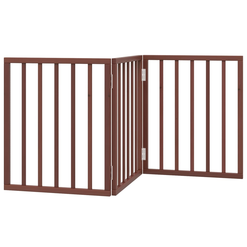 3-tlg. Hundetor Faltbar Braun 150 cm Pappelholz