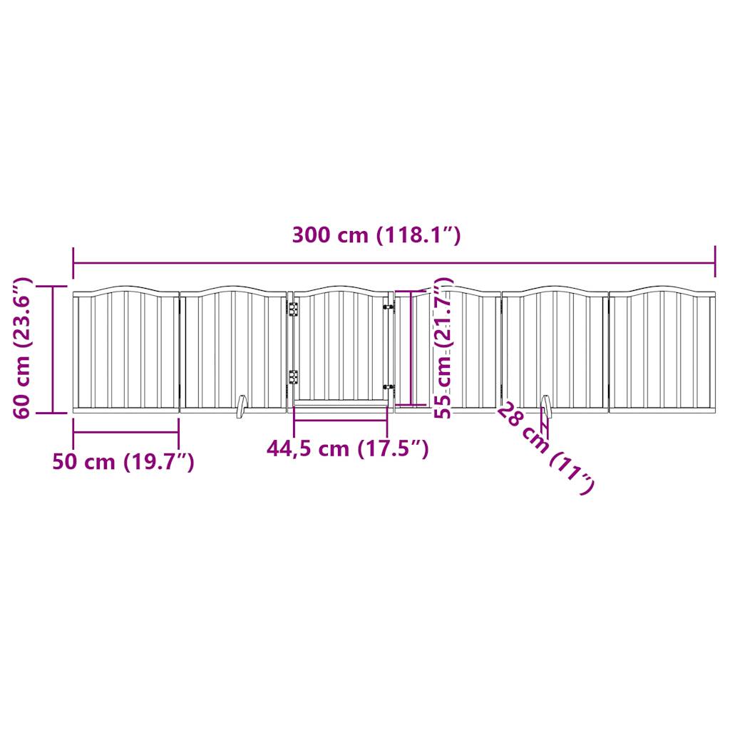 6-tlg. Hundetor mit Tür Faltbar 300 cm Pappelholz