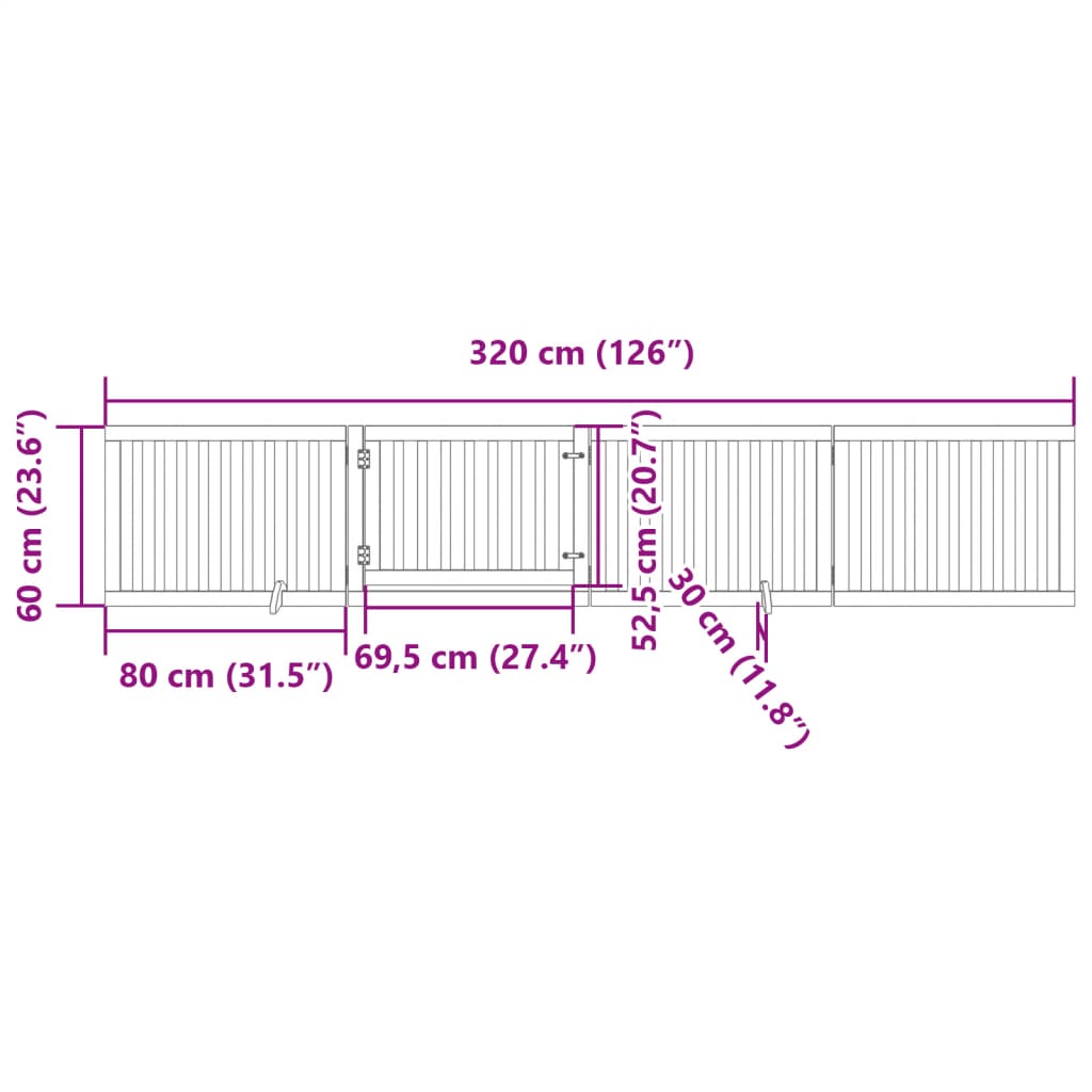 Hundegitter mit Tür Faltbar 4 Paneele 320 cm Pappelholz