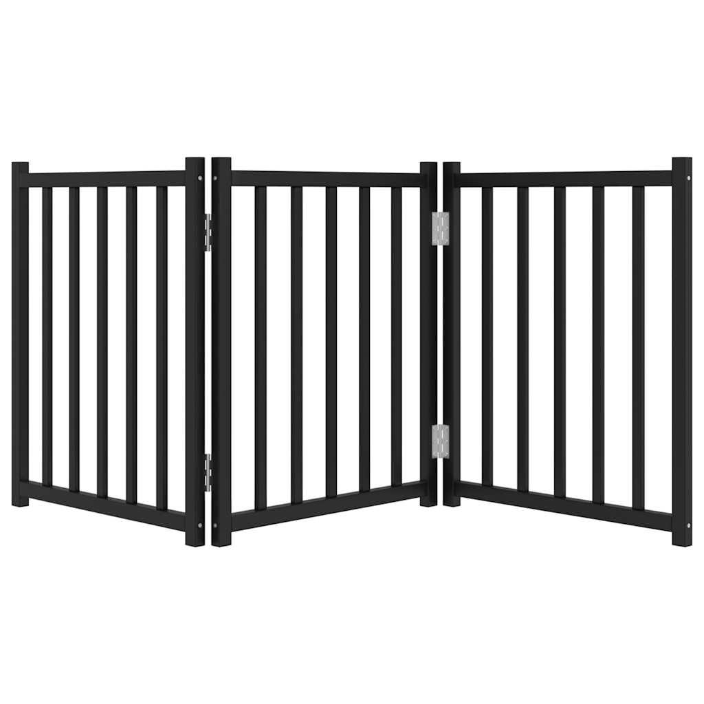 3-tlg. Hundetor Faltbar Schwarz 150 cm Massivholz Tanne