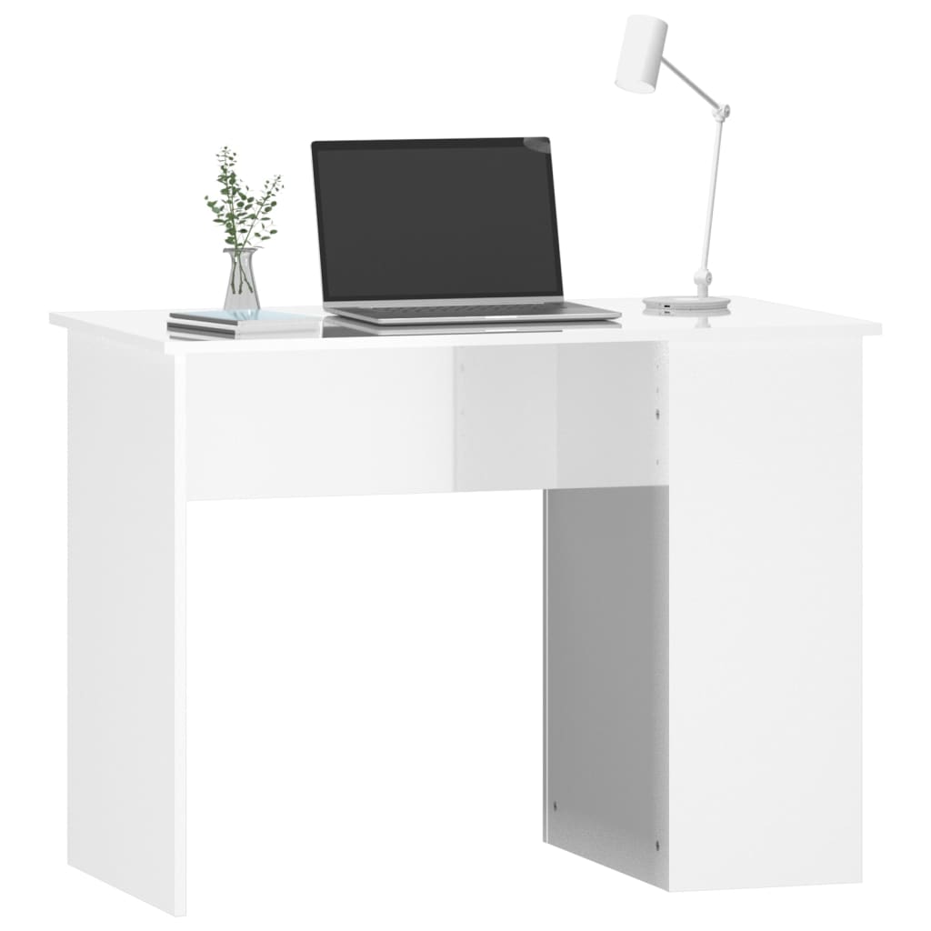 Desk high-gloss white 100x55x75 cm wood-based material