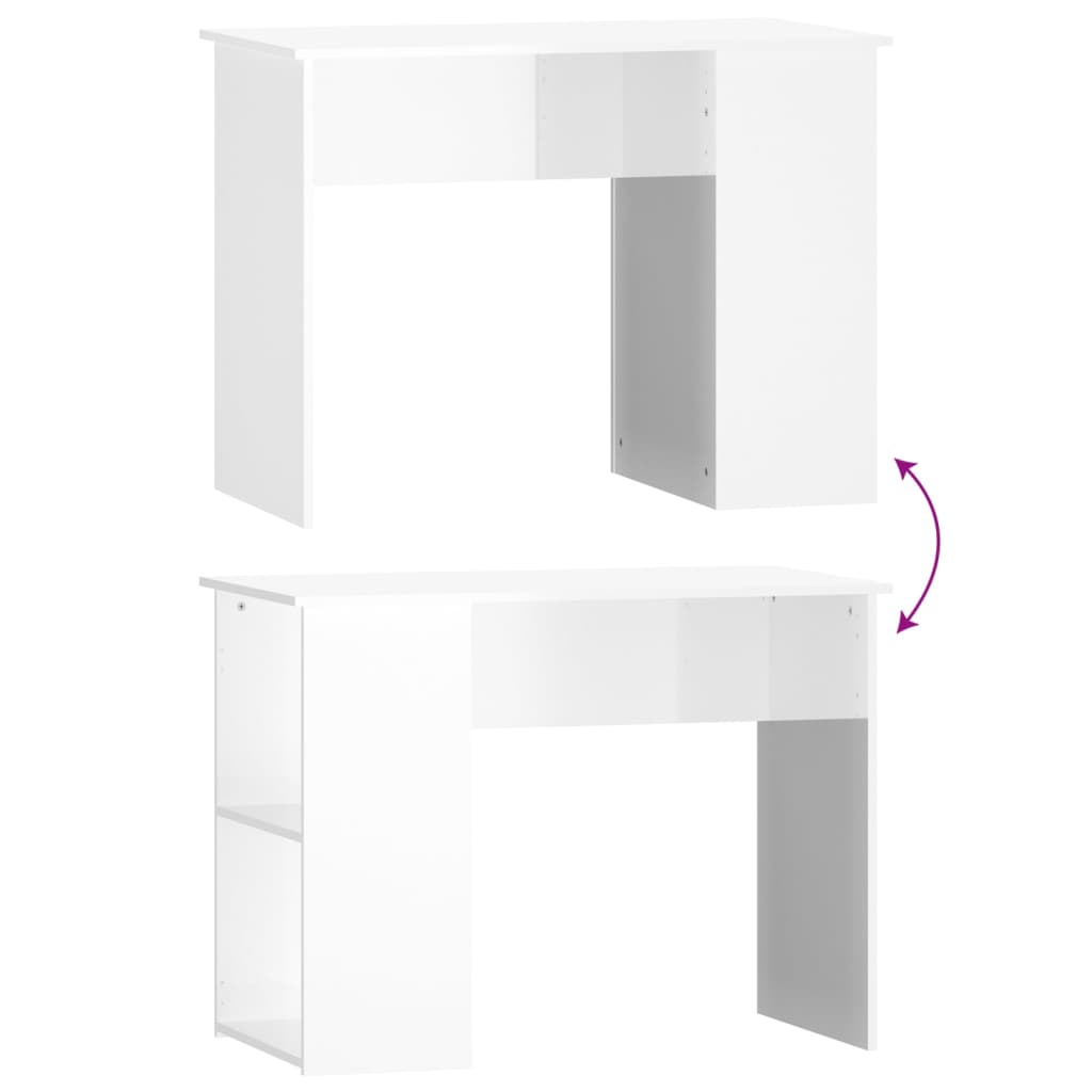 Desk high-gloss white 100x55x75 cm wood-based material