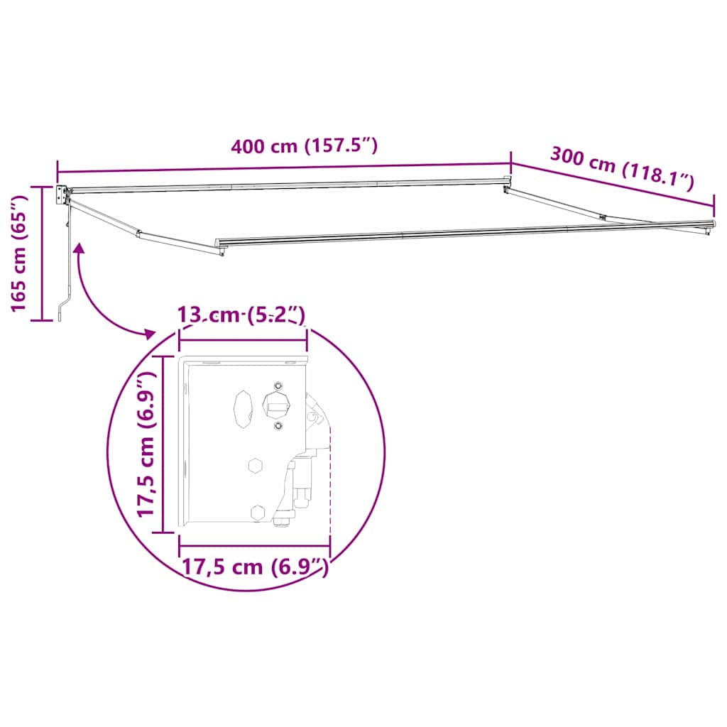 Markise Weiß 4 x 3 m Metall