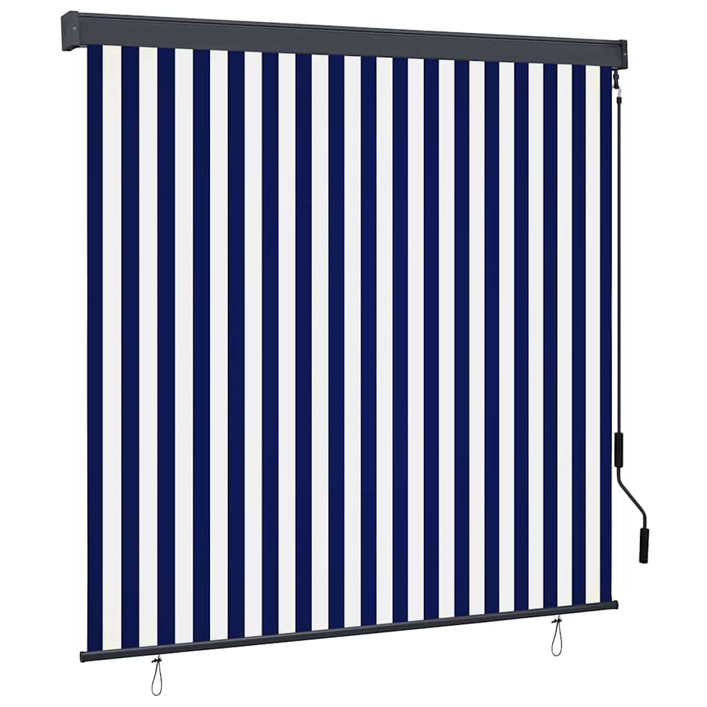 Store enrouleur rayé bleu et blanc 180 x 250 cm Tissu et aluminium