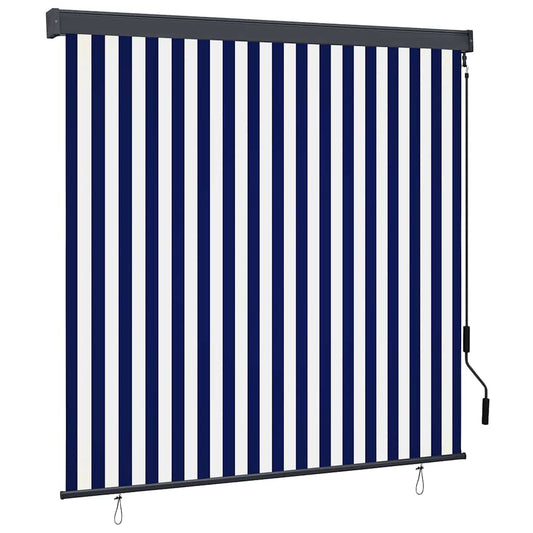 Rollo Gestreift Blau und Weiß 180 x 250 cm Stoff und Aluminium
