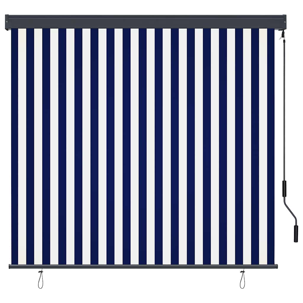 Store enrouleur rayé bleu et blanc 180 x 250 cm Tissu et aluminium