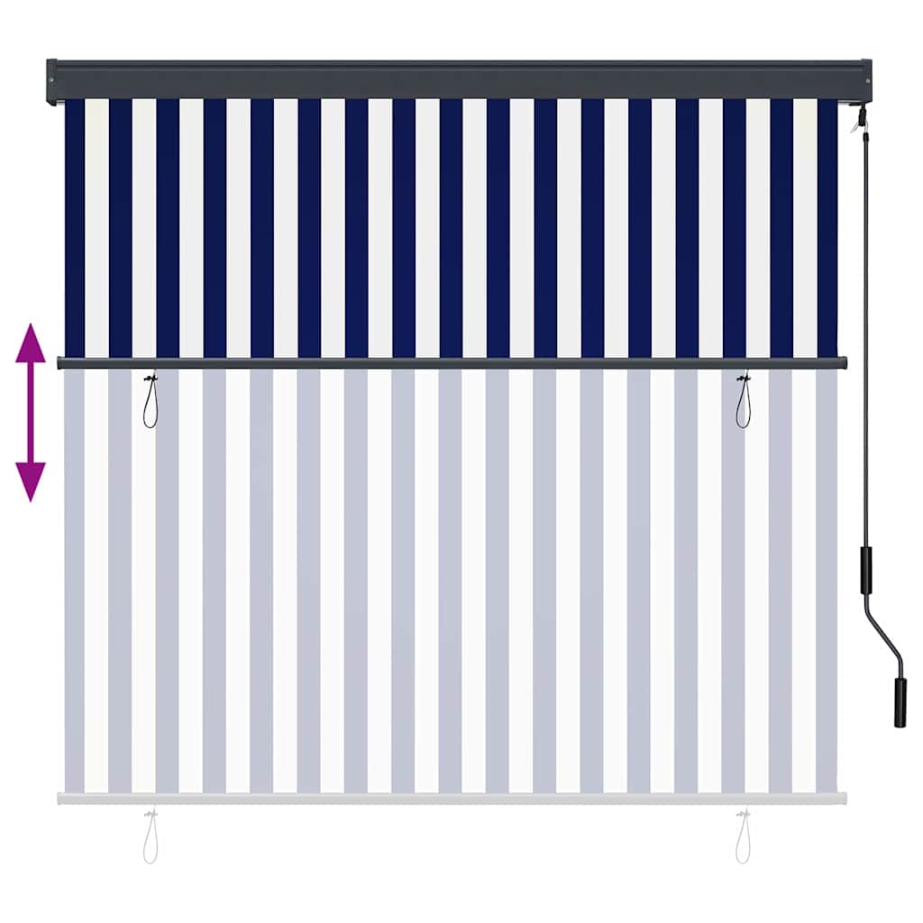 Store enrouleur rayé bleu et blanc 180 x 250 cm Tissu et aluminium