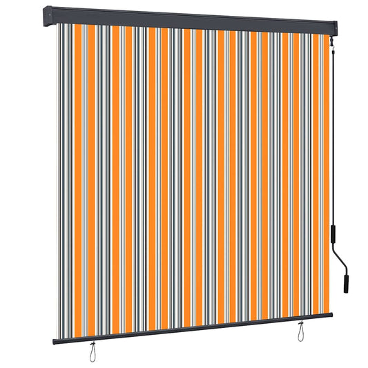Rollo Gestreift Gelb und Blau 180 x 250 cm Stoff und Aluminium