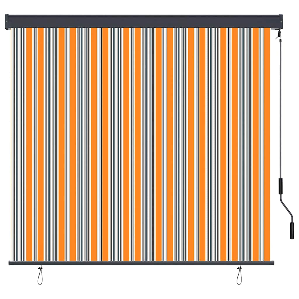 Rollo Gestreift Gelb und Blau 180 x 250 cm Stoff und Aluminium