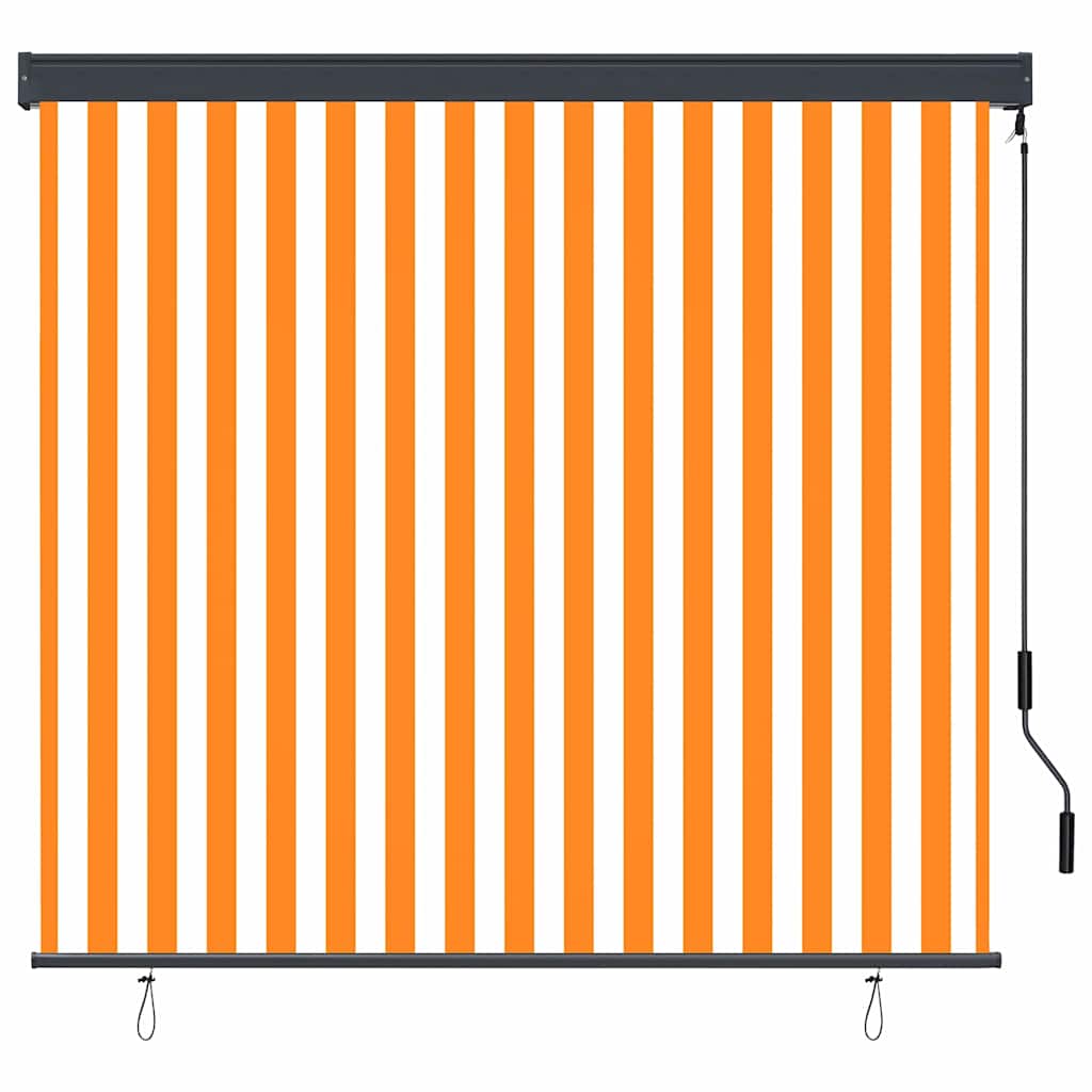 White and Orange Roller Blind 180 x 250 cm Fabric and Aluminum