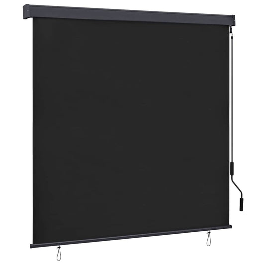Rollo mit Vorhängen Anthrazit 180 x 250 cm Stoff und Aluminium