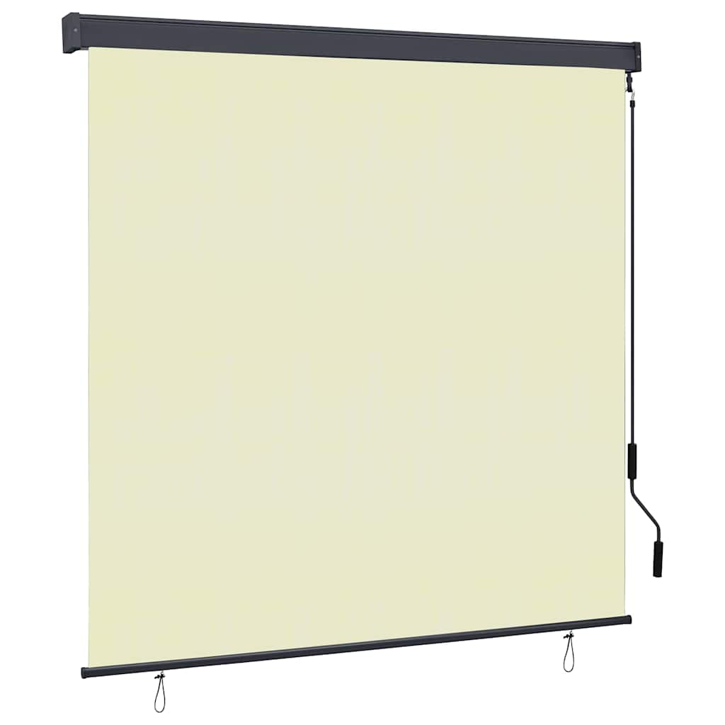 Rollo mit Vorhängen Creme 180 x 250 cm Stoff und Aluminium