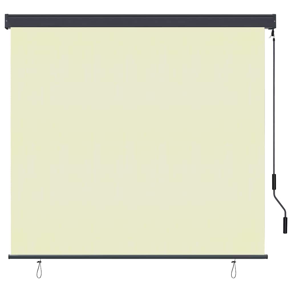 Rollo mit Vorhängen Creme 180 x 250 cm Stoff und Aluminium