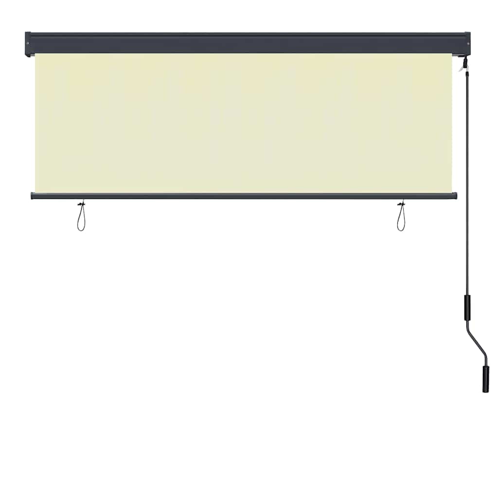 Rollo mit Vorhängen Creme 180 x 250 cm Stoff und Aluminium