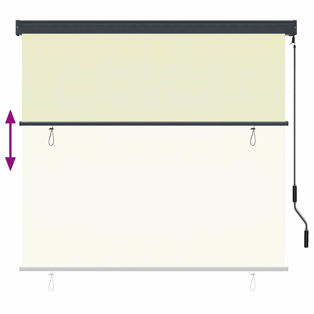 Rollo mit Vorhängen Creme 180 x 250 cm Stoff und Aluminium