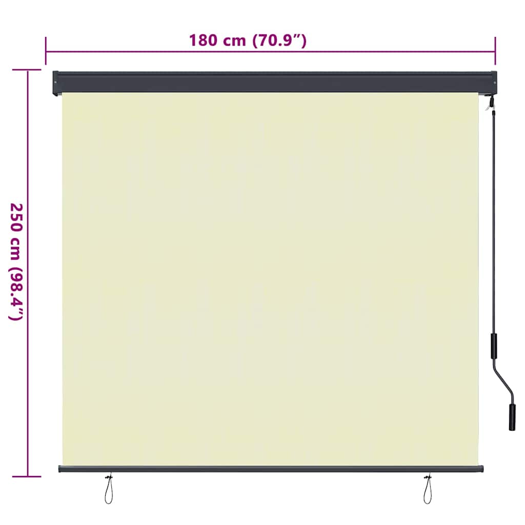 Rollo mit Vorhängen Creme 180 x 250 cm Stoff und Aluminium