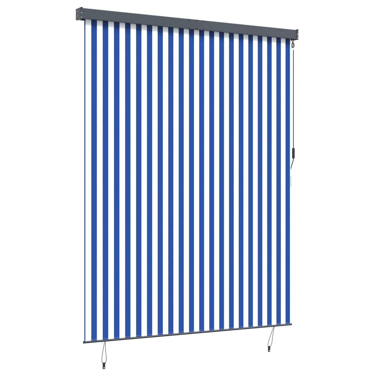 Striped Roller Blind Blue and White 200 x 250 cm Fabric and Aluminum